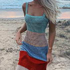 Knitted Women's Beachwear Dresses 112cm Multicolor Stitching