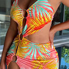 Printed Hollow Women's Beachwear Dresses , Beach Swimming Dress For Ladies